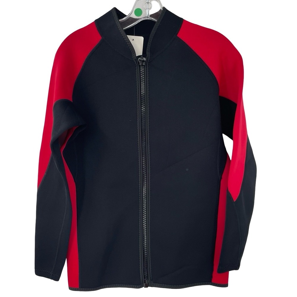 Realon Mens Wetsuit Jacket Neoprene Surf Top Black Red Neoprene Large